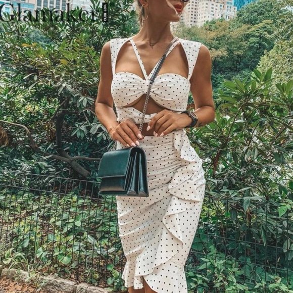 Polka dot ruffle day dress - Picture 2 of 2